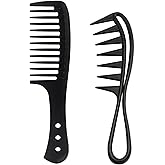 joaoxoko 2 Pcs Wide Tooth Comb, Large Tooth Curl Comb Shark Teeth Hair Hairstyle Tool for Curly Wet Wavy Thick Hair Wigs Barb