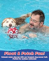 HETOO Dog Soccer Ball 6 inch Interactive Toy Red White Durable PU Buoyant view 5