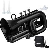 PAMPET DOLPHIN Pocket Trumpet Plastic Bb Trumpet Standard Trumpets for Student Beginner Bb Trumpets Instrument (Black)