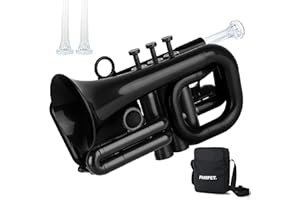 PAMPET DOLPHIN Pocket Trumpet Plastic Bb Trumpet Standard Trumpets for Student Beginner Bb Trumpets Instrument (Black)