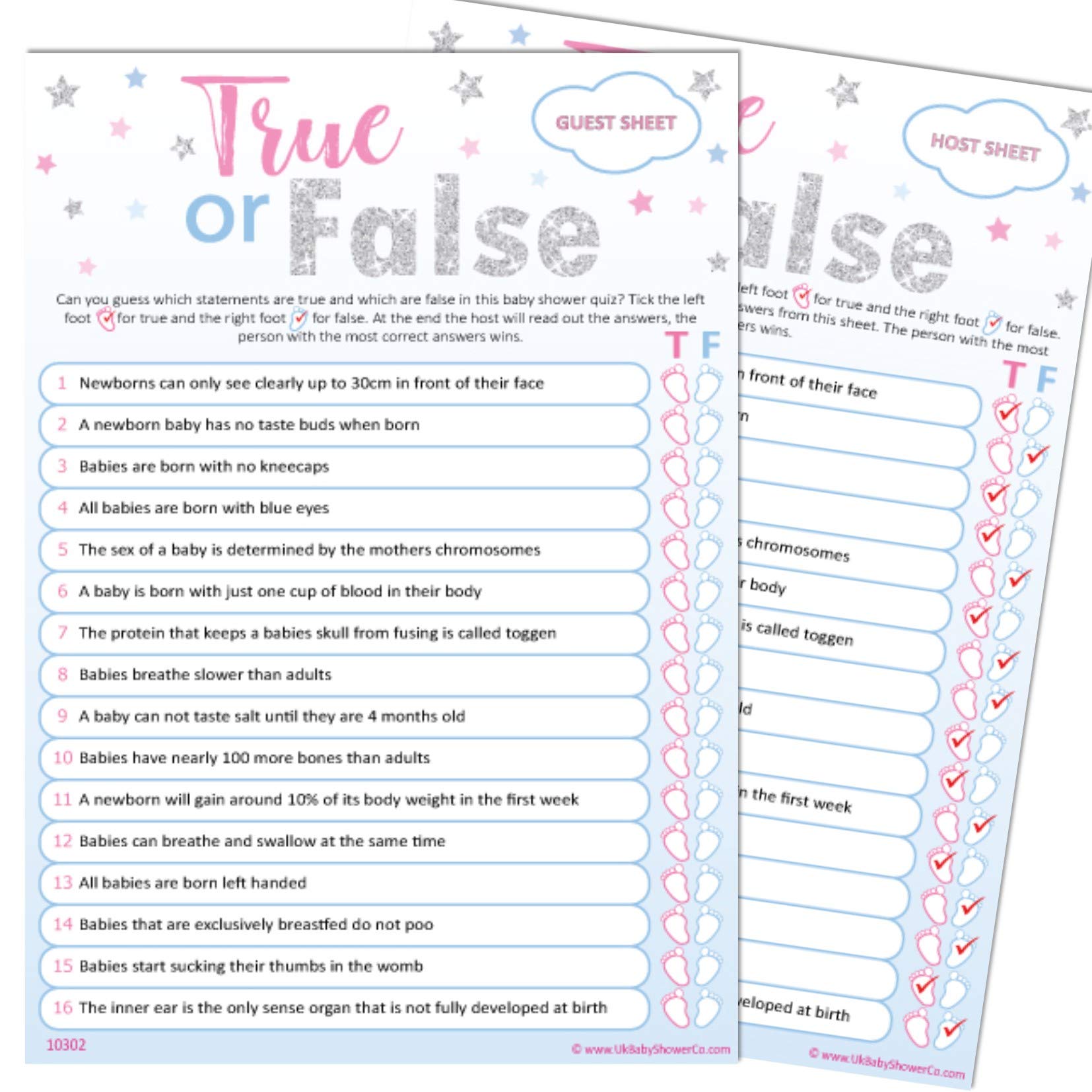 Pink Bee True or False Baby Shower Game - Unisex, Age 18+, Up to 20 Players, Includes Cards and Answer Card