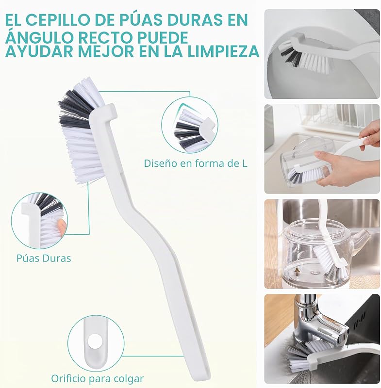 12 Cepillos de cerdas duras para hendiduras, Lavabo y baño