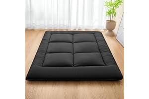 MASVIS Japanese Futon Mattress - Thicken Foldable & Portable Roll up Camping Mattress, Black, Full