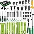 GOOACC 238Pcs Trim Removal Tool, Auto Push Pin Bumper Retainer Clip Set Fastener Terminal Remover Tool Adhesive Cable Clips Kit Car Panel Radio Removal Auto Clip Pliers, Green