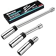 DURATECH 3PCS Swivel Magnetic Spark Plug Socket Set, 3/8" Drive Thin Wall Socket Includes 5/8" x 11" 6-Point, 9/16" x 6" and 14mm x 4" 12-Point, Enhanced Magnetic Design and Magnetic Core, Cr-V Steel