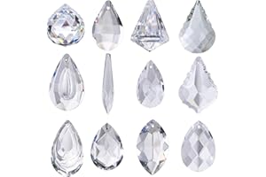 H&D HYALINE & DORA H&D Pack of 12 Clear Crystal Chandelier Lamp Lighting Drops Pendants Balls Prisms Hanging Glass Prisms Parts Suncatcher Home/House Decor
