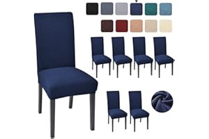 AERTIAVTY Chair Covers for Dining Room 6 Pack Chair Seat Cover for Dining Room Kitchen, Parsons Chair Covers Dining Chair Slipcover, Navy Blue