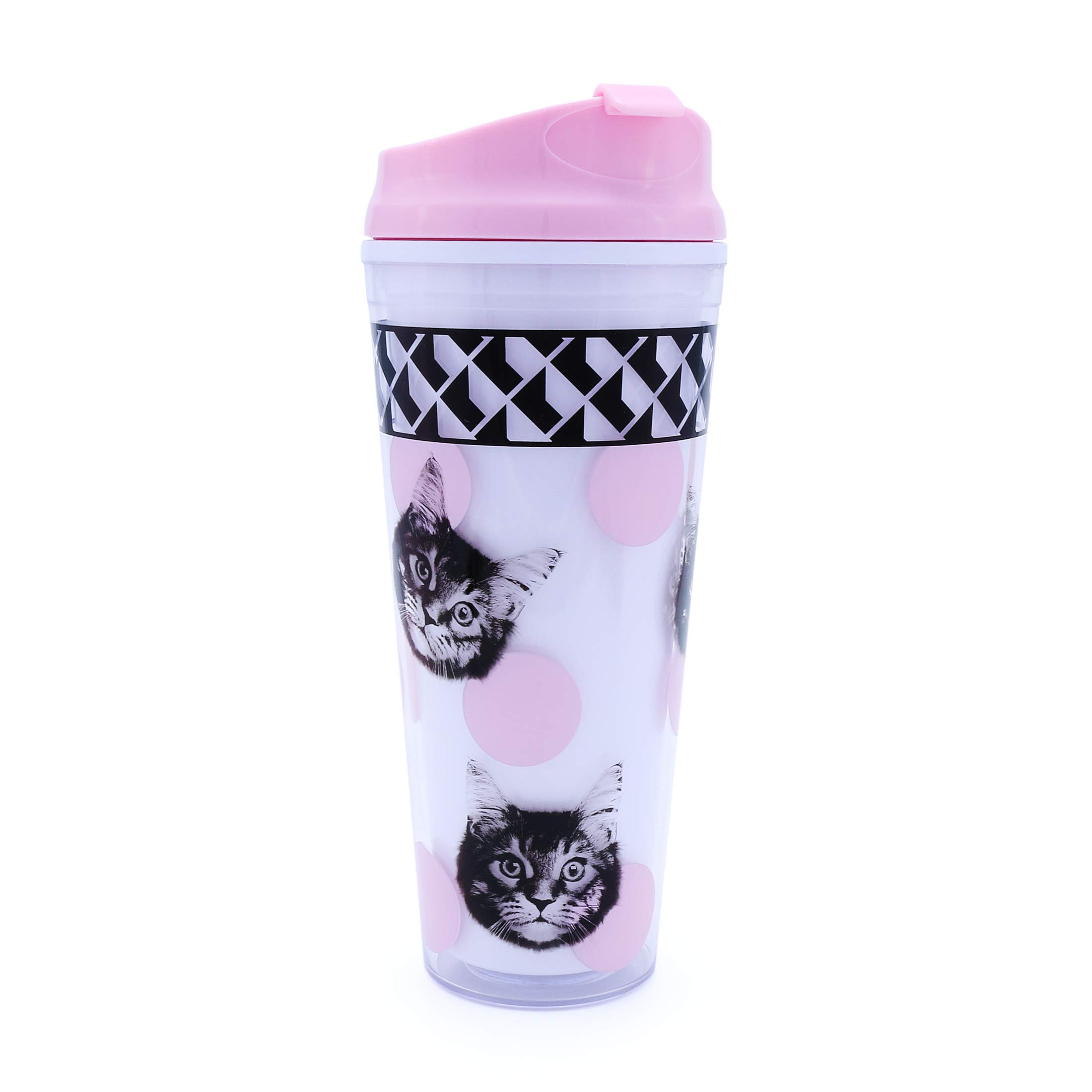 Mustard M12043A Cat Double Wall Travel Mug, Multi-Colour