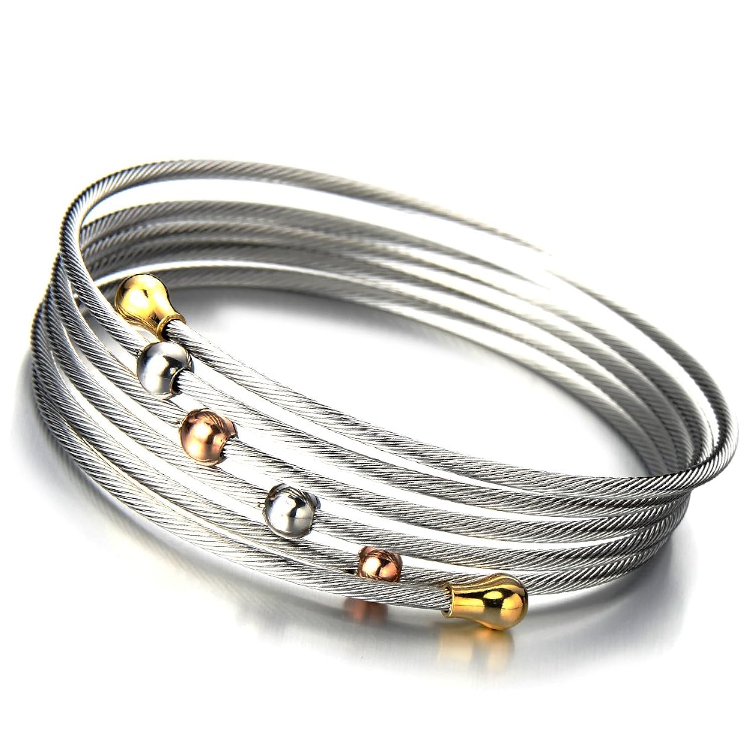 Elástica Ajustable Diseño Moderno Pulsera de Mujer Acero Inoxidable Multi hilo Cable