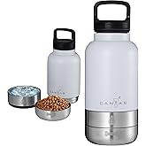 Insulated 32oz Stainless Steel Dog Water Bottle with Food & Water Bowls, Leak-Proof Pet Travel Dispenser for Dogs, Portable for Hiking, Walking, Outdoor