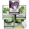 Gardeners Basics, Cabbage Seeds for Planting 5 Individual Packets Bok Choy, Michihili (Napa) Chinese Cabbage, Red, Golden Acre and Copenhagen Market Early for Your Non GMO Heirloom Vegetable Garden