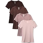 Kalon Women's 4-Pack Scoop Neck T-Shirt Base Layer