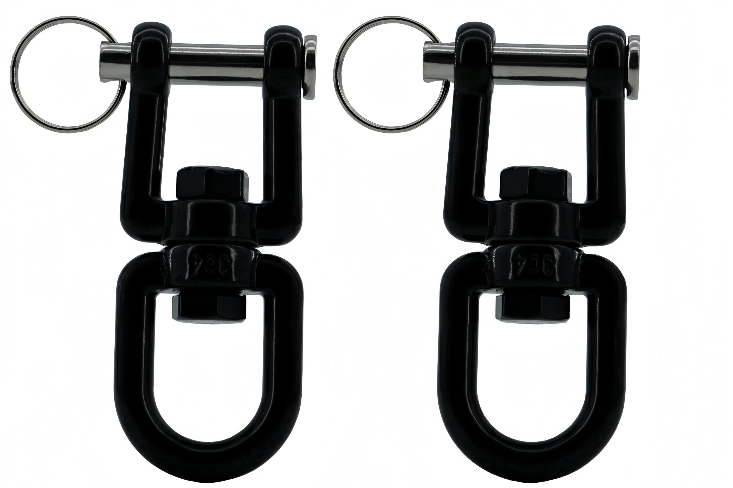 Photo 1 of MAMDAFAON 2PCS 5/16"(M8) Swivel Shackle Hook, 360°Swing Swivel Anchor Hook,304 Stainless Steel Eye x Jaw Double Ring Connector Clevis Shackle,Black