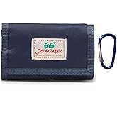JEMINAL Mens Tri-fold Sport Outdoor Wallet for Men Women with Keychain Zipper Coin Pocket Card Holder Ultra-thin Waterproof Soft Blue Nylon