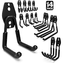 Crochets Garage Robustes - Lot De 8 - Support 25kg, 30.5cm - Pour Vélo, Échelle, Outils