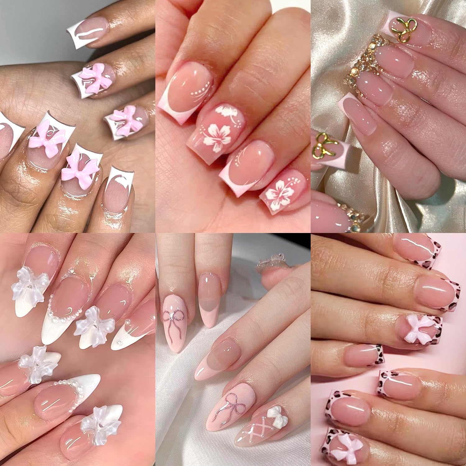 Photo 1 of *** POSSIBLY MISSING NAILS MIXED WITH EACH SET OF NAILS*** 6 Packs (144 Pcs) | Reusable Press on Nails | Stick on Nails 12 Sizes-6 Styles | Cute Bow Nails