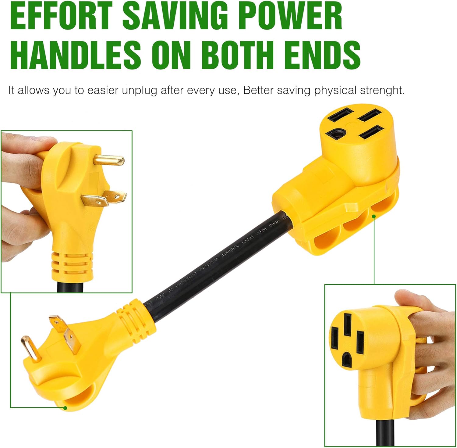 BrightHome 30 Amp Male to 50 Amp Female RV Power Cord, Heavy Duty Electrical Adapter with Dogbone Grip Handle, 30M/50F RV Plug Adapter, 12 Inches (125V/3750W): Automotive