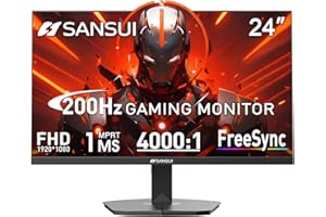 SANSUI 24 Inch 200Hz Gaming Monitor, FHD 1080P 1ms 110% sRGB Computer Monitor, HDMI DP Ports VESA Support for Game Office (HD