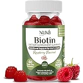 NuVa by Trulore Biotin Gummies 5000 mcg | GLP-1 Support for Hair Growth, Skin & Nails | Zero Sugar, Vegan Gummy Vitamins for Men & Women | Raspberry Flavor | 60 Gummies - 30 Day Supply