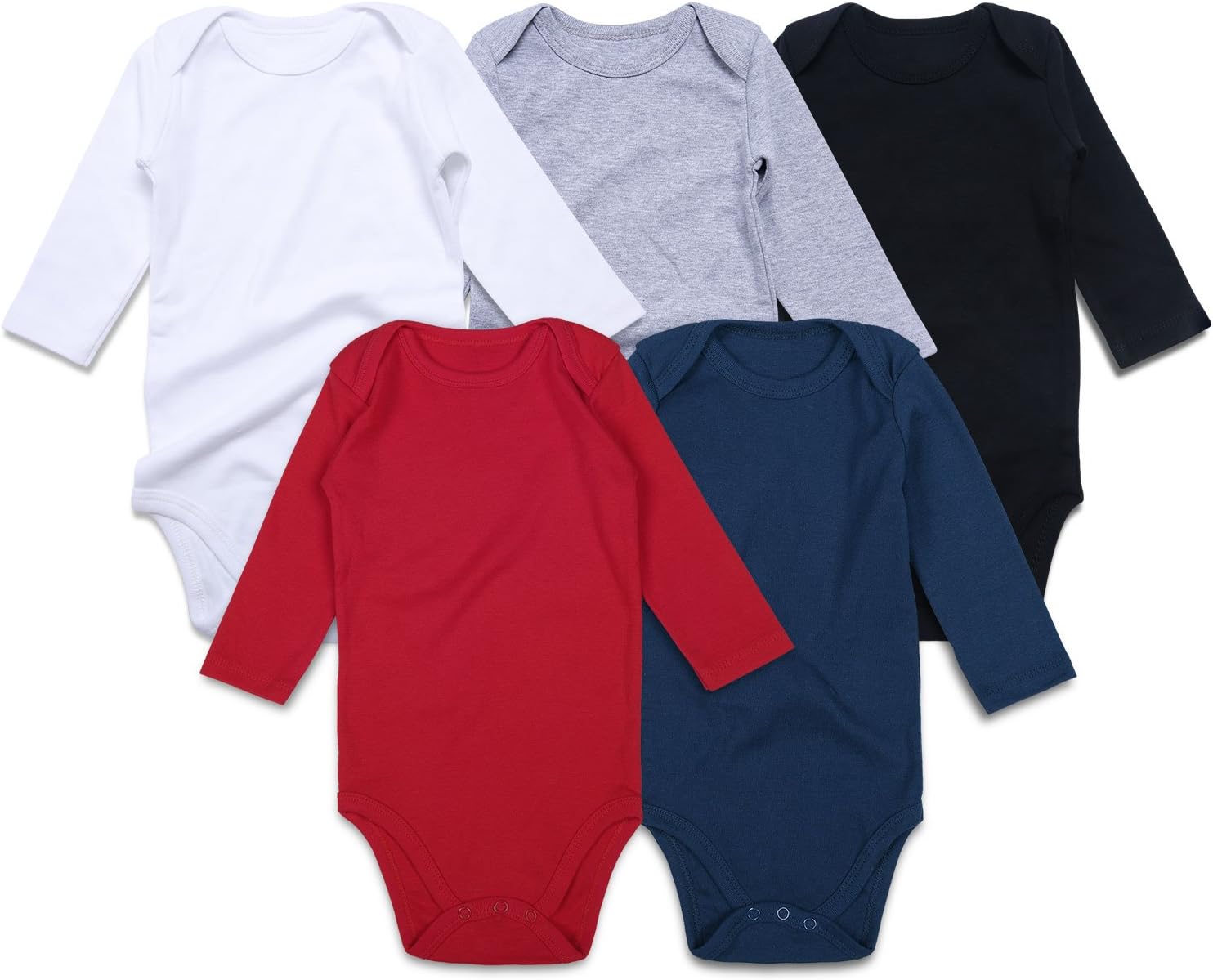 Unisex Solid Multicolor Baby Bodysuits 0-24 Months