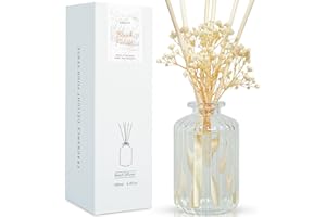 Auelife Reed Diffuser Set - 6.4 oz Black Forest Scented Diffuser with Sticks Preserved Real Flower Reed Diffuser Home Fragrance Essential Oil Reed Diffuser for Bedroom Bathroom Shelf Decor