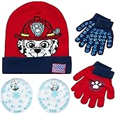 Nicklelodeon Paw Patrol Boy's Winter Hat and 2 Pair of Gloves or Mittens Set (Toddler/Little Boys) Size Age 4-7, Paw Patrol Reversible Glove with Handwarmers