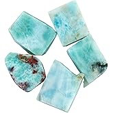 CRYSTALINES (5pcs) Wholesale Larimar Stones, Natural Raw Sky Blue Larimar Gemstone, Rough Stones Supplies, DIY Jewelry Making, Wire Wrapping, Healing Crystals, Gem Collection