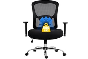 BIGROOF Big and Tall Office Chair 600lbs, Ergonomic Computer Desk Chair for Heavy People with 4D Adjustable Armrest and Lumbar Support, Heavy Duty Metal Base Mesh Chair with Wide Seat for Home Office