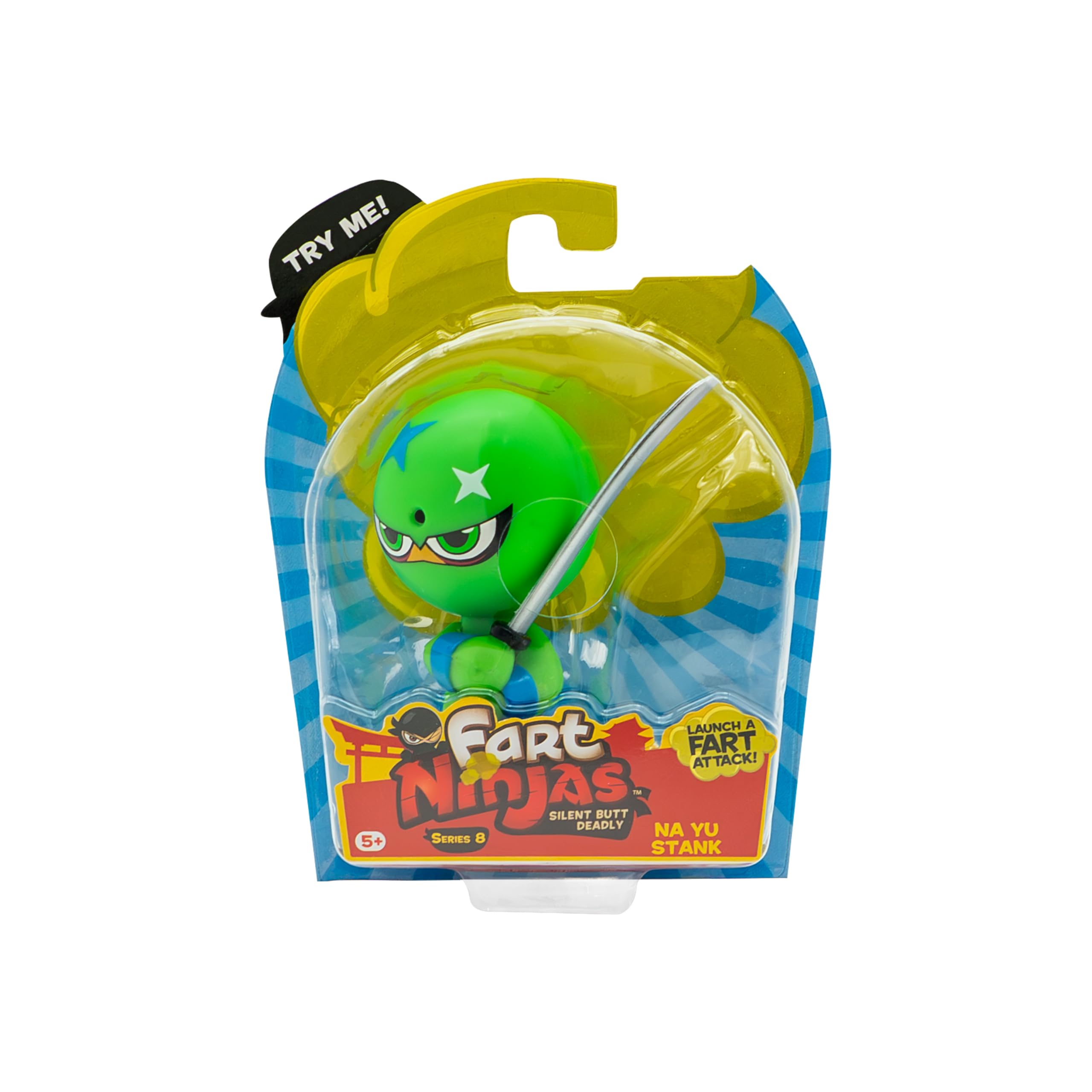 Fart Ninjas | Na Yu Stank Series 8 Collectible Figures | 10 Hilariously Realistic Fart Sounds | Ages 5+ Gifts & Toys 8 to Collect, Green