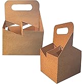 C-Store Packaging 4 Cup Drink Carrier with Handle | Kraft Paperboard Holder Disposable for Hot or Cold Drinks Food Delivery Services, Uber Eats, Door Dash (10)