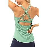 icyzone Workout Tank Tops Built in Bra - Women's Strappy Athletic Yoga Tops, Running Exercise Gym Shirts
