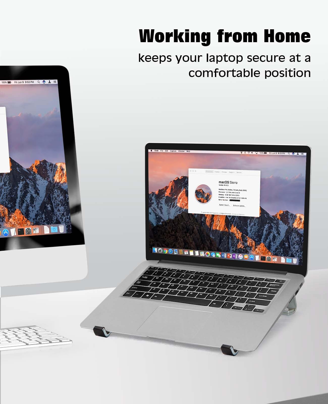 Thibault Aluminum Laptop Stand for Desk - Cooling Ergonomic Design - Fits MacBook Air Pro/DELL/HP/Lenovo/ThinkPad/Alienware - 14/15.6/16 -Easy Assembly- Ventilated Laptop Stand - Blue Grey - Image 7