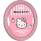 Sanrio Hello Kitty Pink Car Steering Wheel Cover, Universal Fit Cute Car Accessories for Women Stylish Decor Gifts Hello Kitty Accessories - Fits Standard Wheels 14.5"-15"