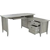 Inval L Shaped Computer Writing Desk, Smoke Oak