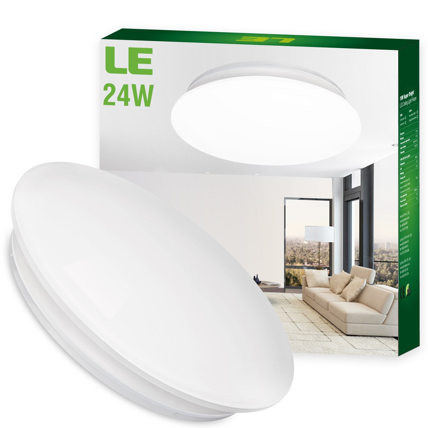 LE 24W 16 Inch Daylight White LED Ceiling Lights 180W