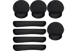 Yunsailing 8 Pcs Ergonomic Mouse Pad and Keyboard with Wrist Support Set Soft Smooth Gel Rest Comfortable Memory Foam for Easy Typing Gaming Computer Laptop Office Home