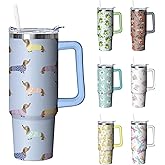 Kearscupra 30 oz Dachshund Tumbler with Handle and Straw, Dog Insulated Stainless Steel Cup with Lid, Travel Coffee Mug Water Bottle, Gifts for Woman Animal Lovers