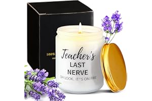 CINLILIAN Teacher Appreciation Gifts, Best Teacher Gifts for Women Men from Students, Thank You Teacher Birthday Gifts Ideas, Funny Lavender Scented Candle Gifts for Graduation- Teacher’s Last Nerve Soy Candle