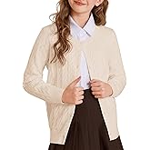 GRACE KARIN Girls Cardigan Button Front Cable Knitted School Uniform Sweater for 6-12 Years