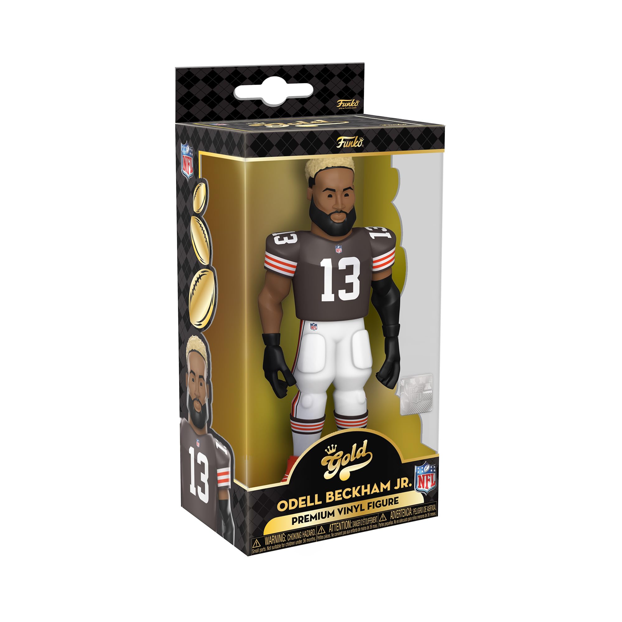Funko Gold 5" NFL: Browns-Odell Beckham Jr. - (HomeUni) - 1/6 Odds for Rare Chase Variant - Collectable Vinyl Action Figure - Birthday Gift Idea - Official Merchandise - Ideal Toy for Sports Fans