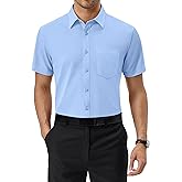 Alimens & Gentle Mens Dress Shirts Short Sleeve Wrinkle Free Stretch Regular Fit Formal Casual Button Down Shirt with Pocket