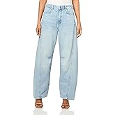 BOSS Women's Barrel Leg Bleached Denim Jeans