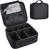 Bvser Travel Makeup Case, Cosmetic Train Case Organizer Portable Artist Storage Makeup Bag with Adjustable Dividers for Cosmetics Makeup Brushes Toiletry Jewelry Digital Accessories - Black