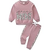 TITAREEY Baby Girl Fall Winter Outfits Toddler Clothes Letters Contrast Color Sweatshirts and Joggers Pants 2 Piece Set