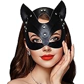 Takmor Cat Woman Mask for Adults Women, Adjustable Black Fox Masks for Masquerade Halloween Cosplay Night Club Party Dress Up