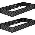 DIIYIV 2PCS 8x4x1FT Galvanized Raised Garden Bed Kit,Vegetable Boxes-Rectangle Metal Flower Box,Large Planter Raised Beds Outdoor Garden for Planting,Fruit,Herb-Black