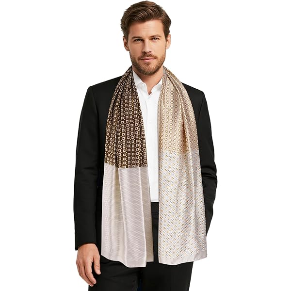 XUYUZUAU 100 Silk Scarf for Men Double Layer Fashion Neckerchief