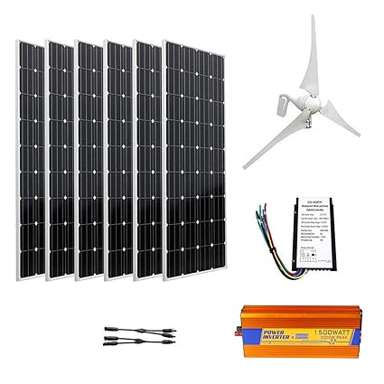 Eco Worthy 400 Watt Wind Turbine Generator With 6pc 160w Monocrystalline Solar Panel 24v 110v 1500w Off Grid Power Inverter For Home Backup Power
