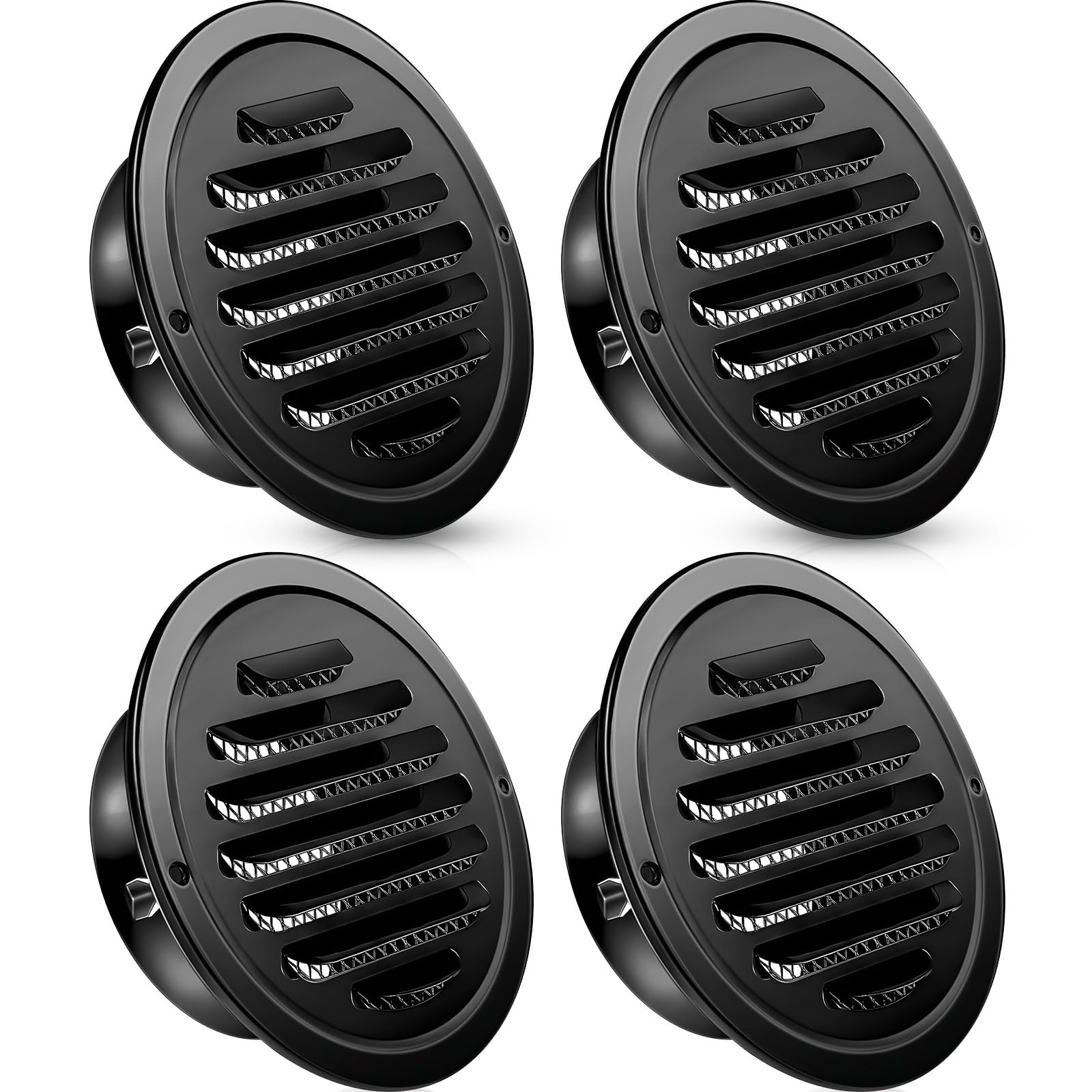 Photo 1 of Zonon 4 Pack 6 Inch Black Round Soffit Vents Stainless Steel Dryer Vent Cover with Mesh Screen for Home Outdoor Bathroom Wall Ceiling Outside Exterior Exhaust