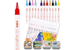 DR DOURONGE Acrylic Paint Pens Markers, Premium Acrylic Paint Pens for Wood, Canvas, Stone, Rock Painting, Glass, Ceramic Surfaces, DIY Crafts Making Art School Supplies (12 Colors)